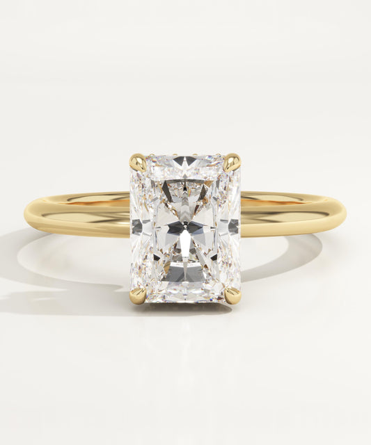 2 CT Radiant Cut Hidden Halo Moissanite Engagement Ring