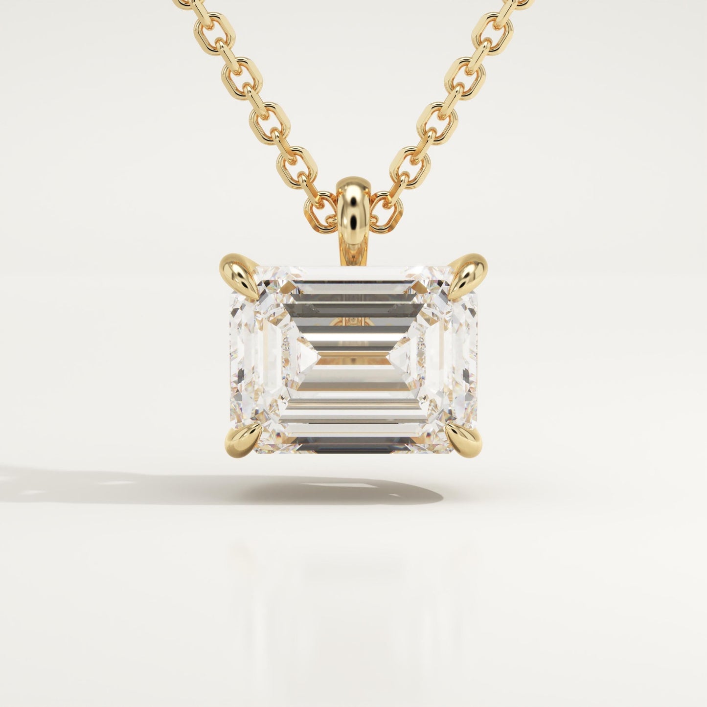 2 CT East West Emerald Lab-Grown Diamond Solitaire Necklace