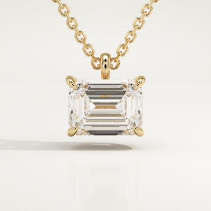 2 CT East West Emerald Lab-Grown Diamond Solitaire Necklace