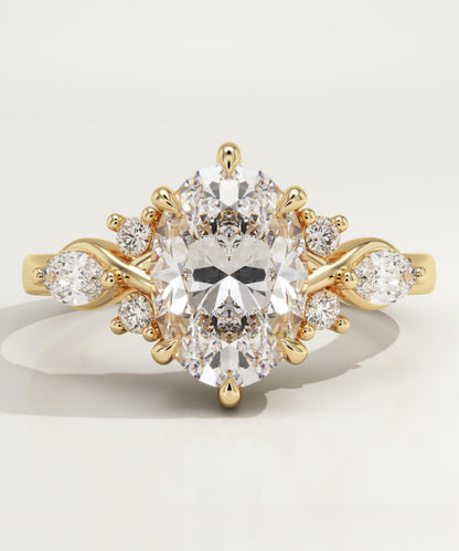Oval Cut Nature Inspired Lab-Grown Diamond Engagement Ring