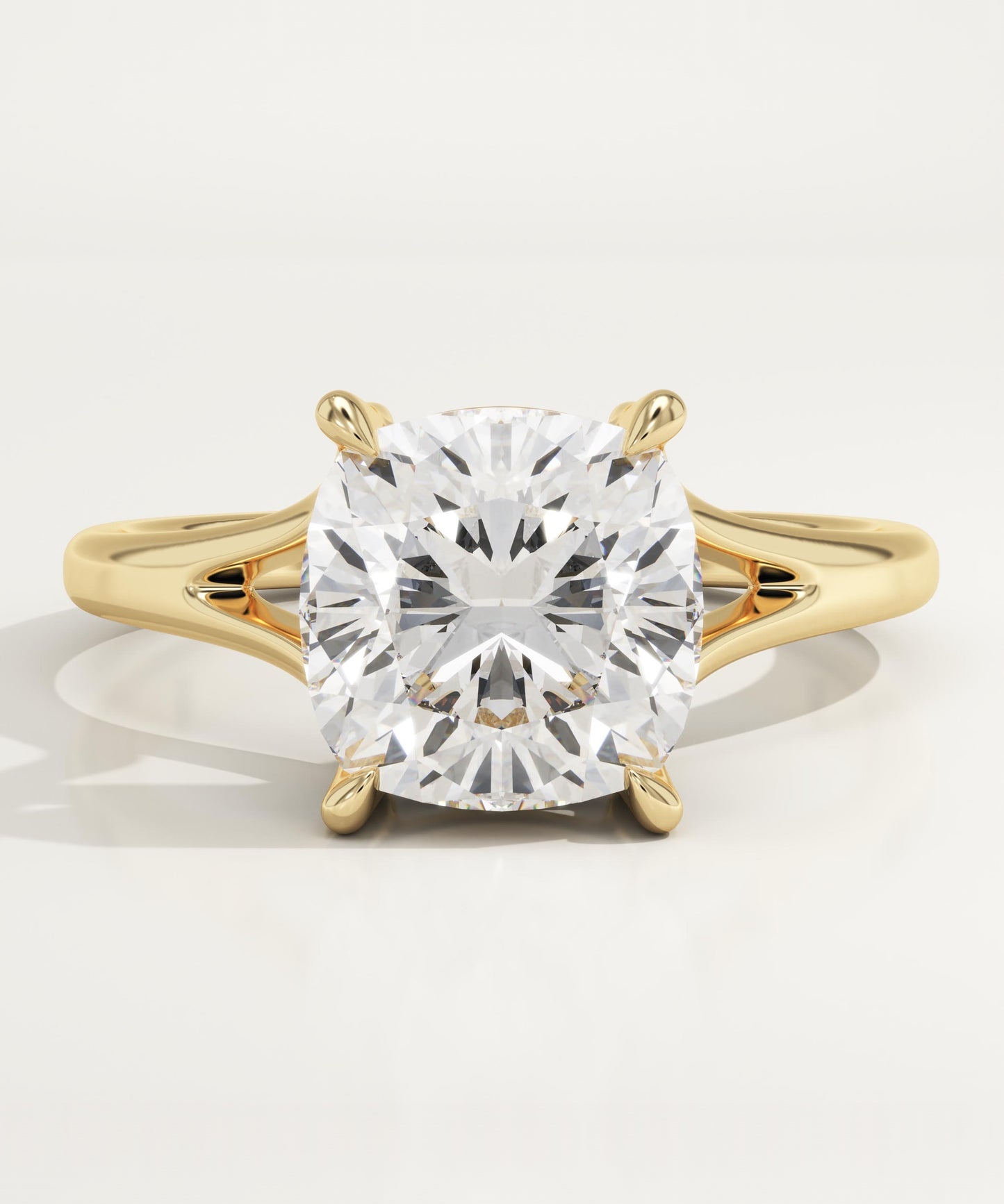 Cushion Cut Solitaire Split Shank Lab-Grown Diamond Engagement Ring