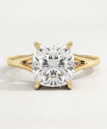 Cushion Cut Solitaire Split Shank Lab-Grown Diamond Engagement Ring