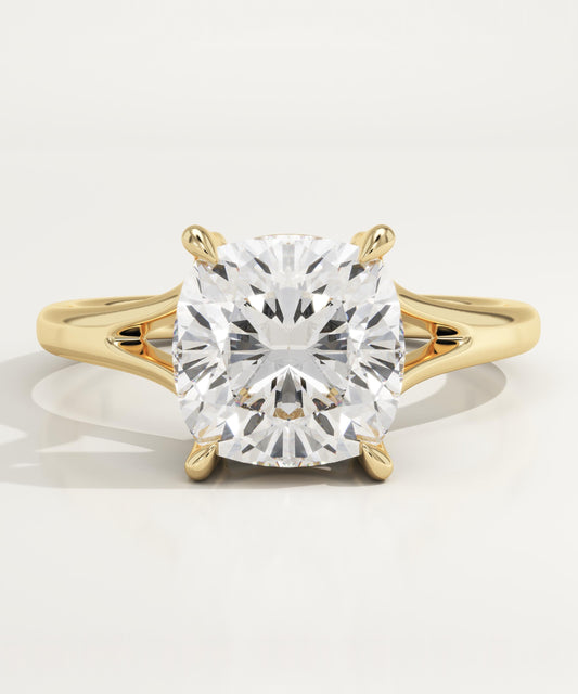 Cushion Cut Solitaire Split Shank Lab-Grown Diamond Engagement Ring