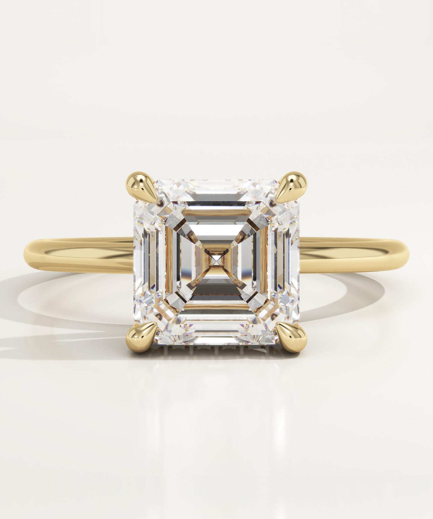 2.25 CT Asscher Cut Hidden Halo Moissanite Engagement Ring
