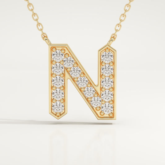0.31 TCW Round Lab-Grown Diamond N Initial Necklace