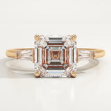 2.0 CT Asscher Cut Three Stone Lab-Grown Diamond Engagement Ring