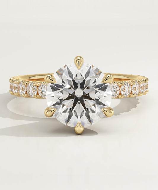 Round Cut Pave Lab-Grown Diamond Engagement Ring