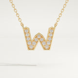 0.084 TCW Round Lab-Grown Diamond W Initial Necklace