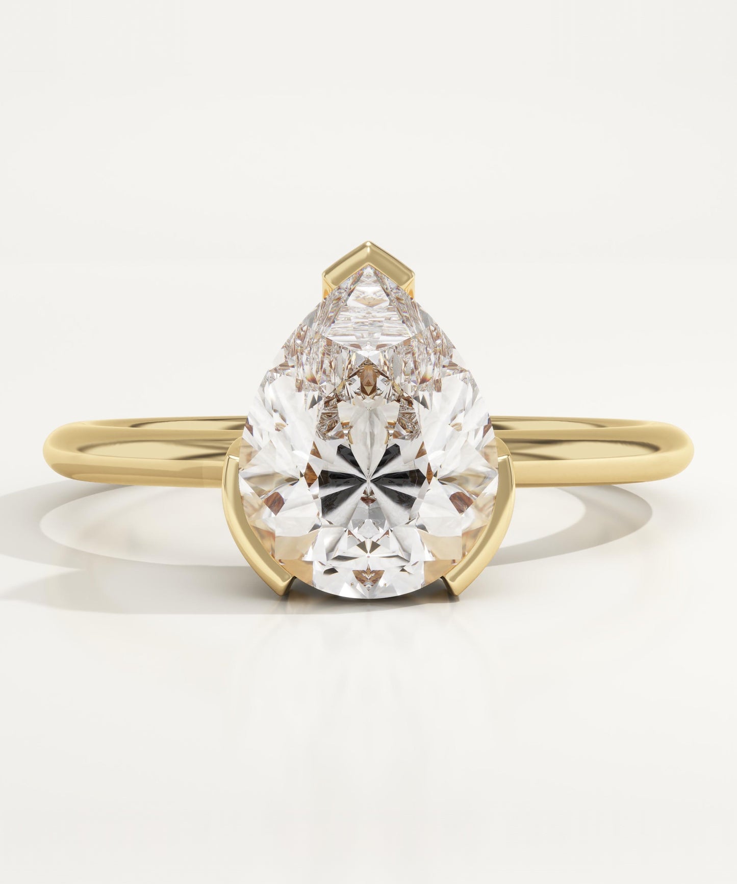 Pear Cut Half Bezel Lab-Grown Diamond Engagement Ring