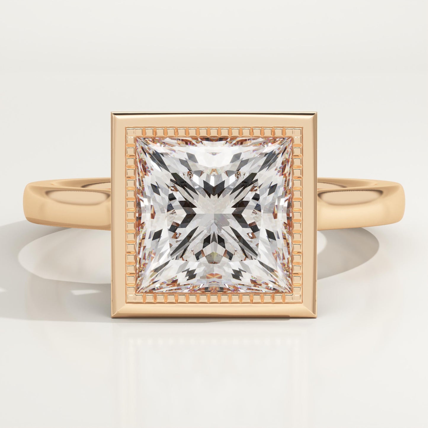 Princess Cut Bezel Lab-Grown Diamond Engagement Ring