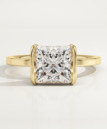 Princess Cut Half Bezel Lab-Grown Diamond Engagement Ring
