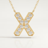 0.31 TCW Round Lab-Grown Diamond X Initial Necklace