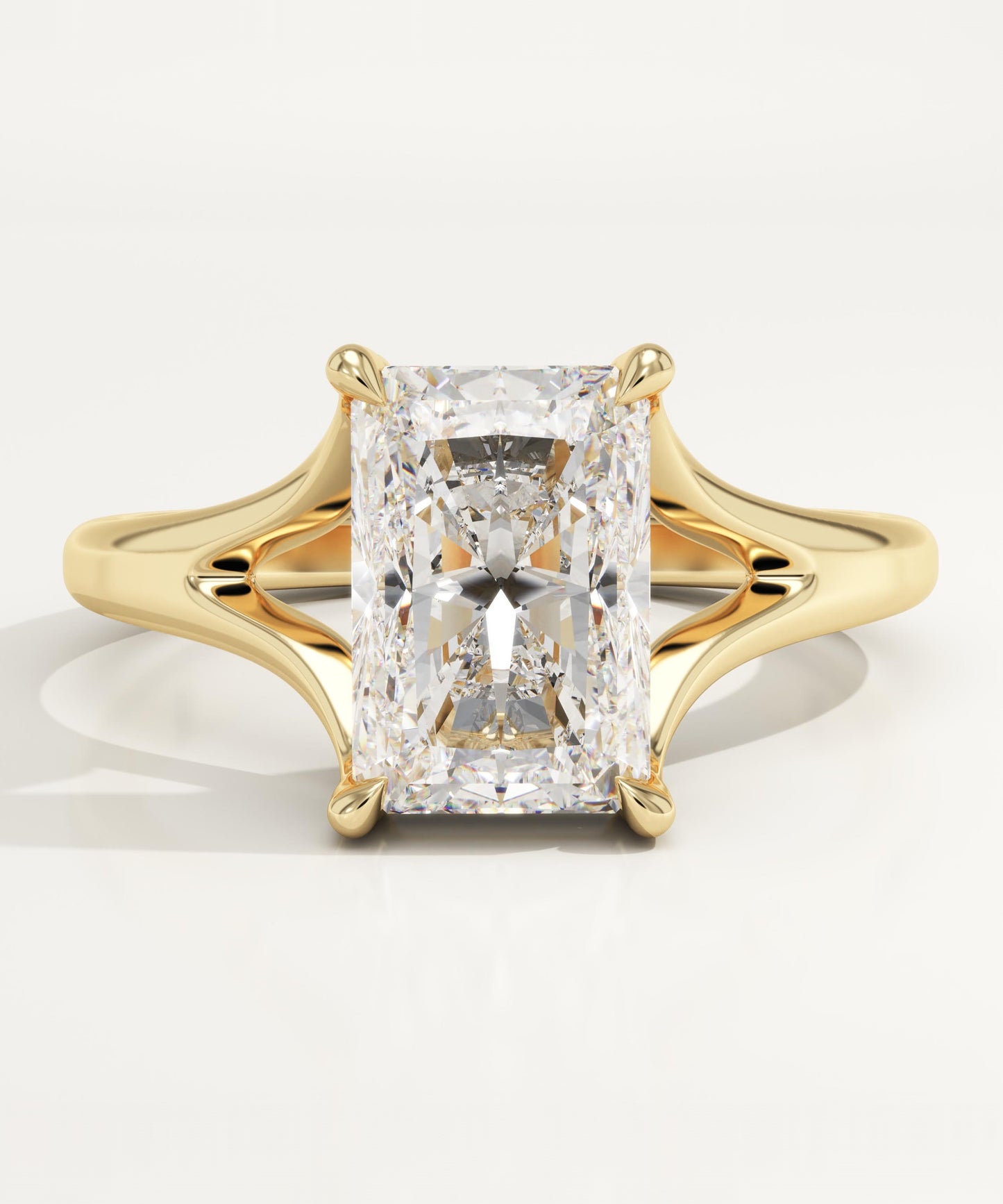 Radiant Cut Solitaire Split Shank Lab-Grown Diamond Engagement Ring