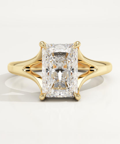 Radiant Cut Solitaire Split Shank Lab-Grown Diamond Engagement Ring