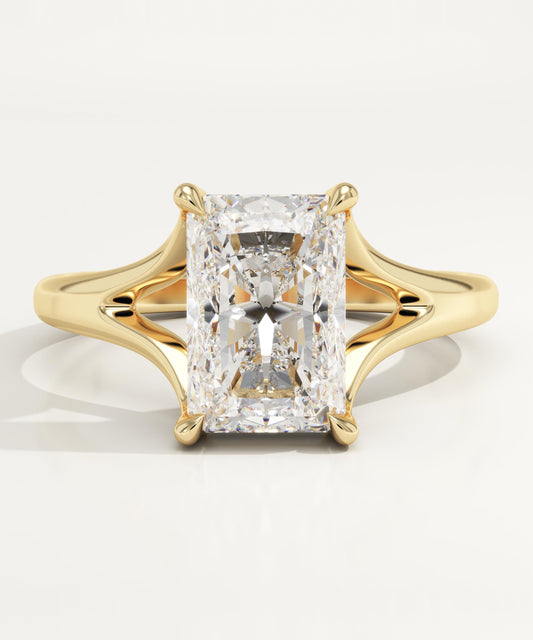 Radiant Cut Solitaire Split Shank Lab-Grown Diamond Engagement Ring