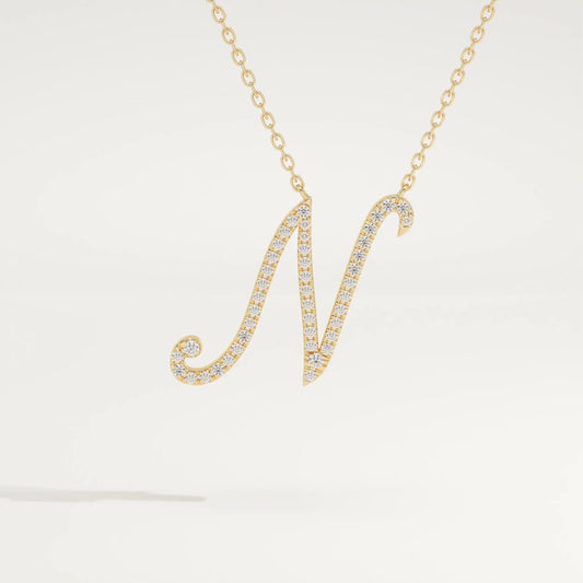 0.099 TCW Round Lab-Grown Diamond N Initial Necklace