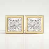 1 TCW Princess Bezel Lab-Grown Diamond Stud Earrings