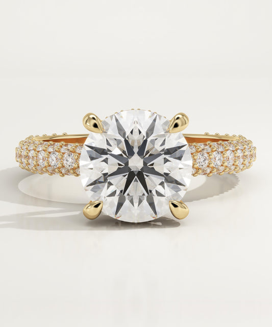 Round Cut Pave Lab-Grown Diamond Engagement Ring
