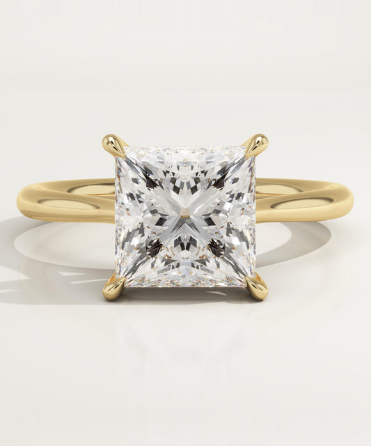 Princess Cut Solitaire Cathedral Lab-Grown Diamond Engagement Ring