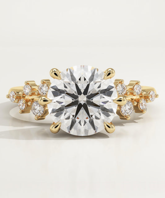 Round Cut Cluster Lab-Grown Diamond Engagement Ring