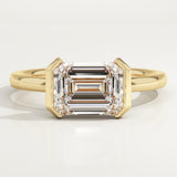 2.0 CT Emerald Cut Half Bezel Lab-Grown Diamond Engagement Ring