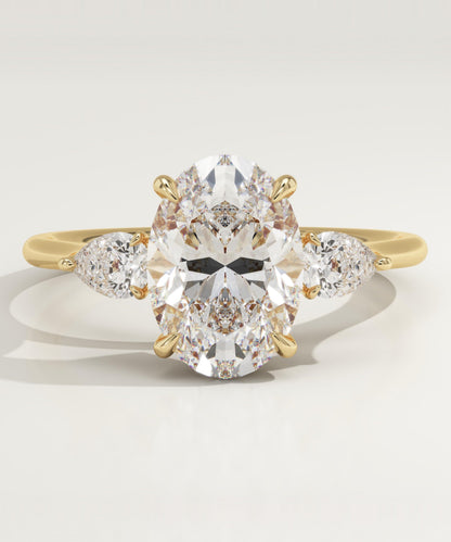 Oval Cut Three Stone Lab-Grown Diamond Engagement Ring
