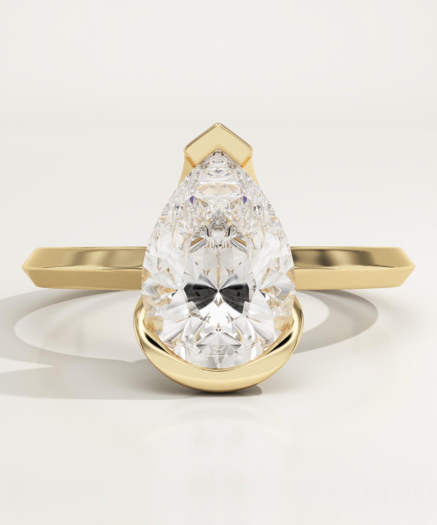 Pear Cut Half Bezel Lab-Grown Diamond Engagement Ring