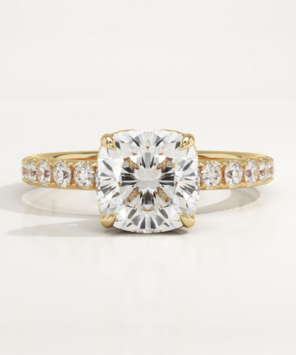 Cushion Cut Pave Lab-Grown Diamond Engagement Ring