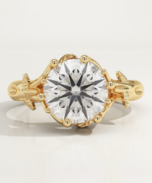 Round Cut Nature Inspired Lab-Grown Diamond Engagement Ring