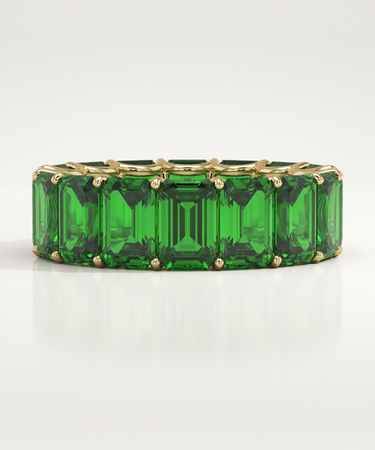 8.91 TCW Emerald Shaped May-Emerald Birthstone Wedding Band