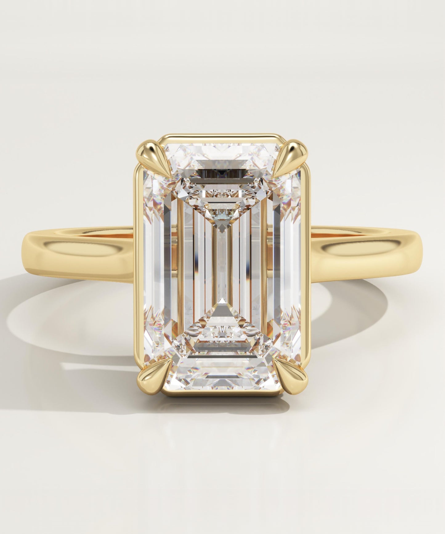 Emerald Cut Solitaire Cathedral Lab-Grown Diamond Engagement Ring