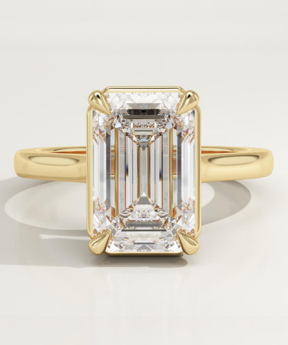 Emerald Cut Solitaire Cathedral Lab-Grown Diamond Engagement Ring