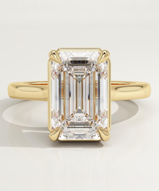 Emerald Cut Solitaire Cathedral Lab-Grown Diamond Engagement Ring