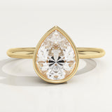1.25 CT Pear Cut Bezel Lab-Grown Diamond Engagement Ring