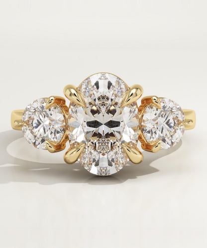 Oval Cut Three stone Lab-Grown Diamond Engagement Ring
