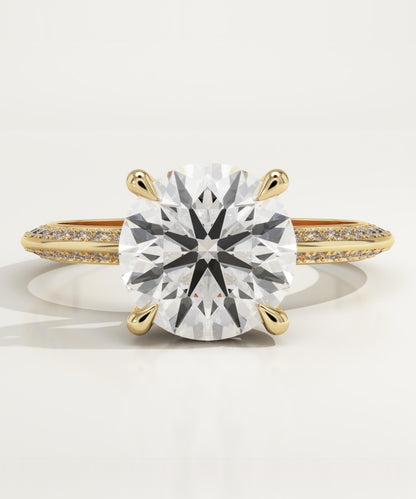 Round Cut Hidden Halo & Pave Lab-Grown Diamond Engagement Ring