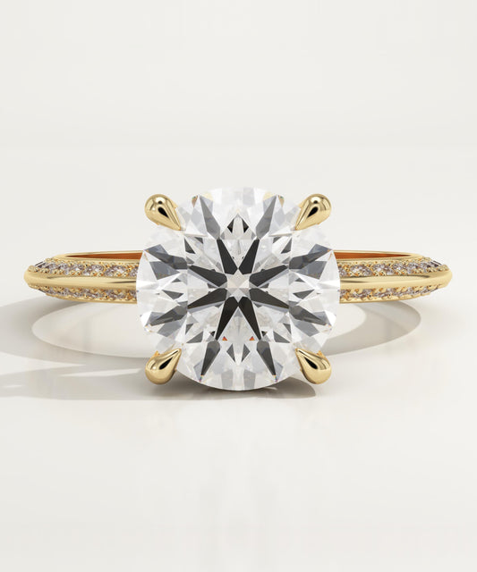 Round Cut Hidden Halo & Pave Lab-Grown Diamond Engagement Ring