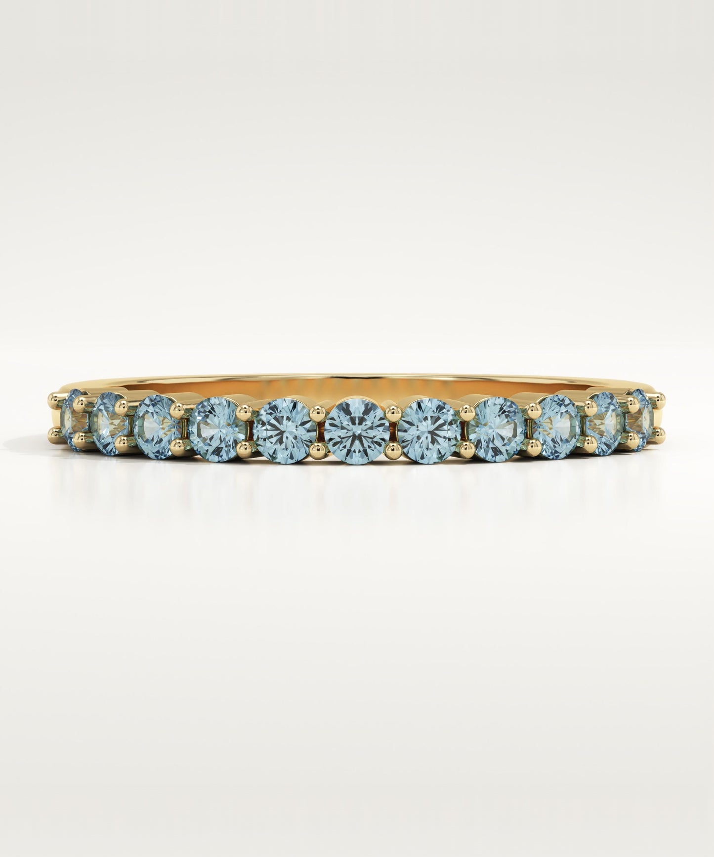 0.33 TCW Round Shaped March-Aquamarine Birthstone Wedding Band