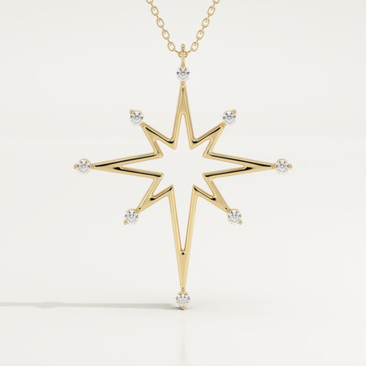 0.17 TCW Round Lab-Grown Diamond Star Shaped Charm Necklace