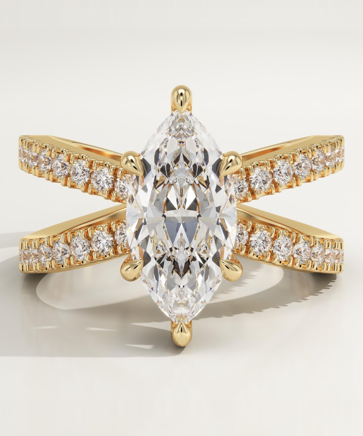 Marquise Cut Hidden Halo & Criss Cross Pave Lab-Grown Diamond Engagement Ring