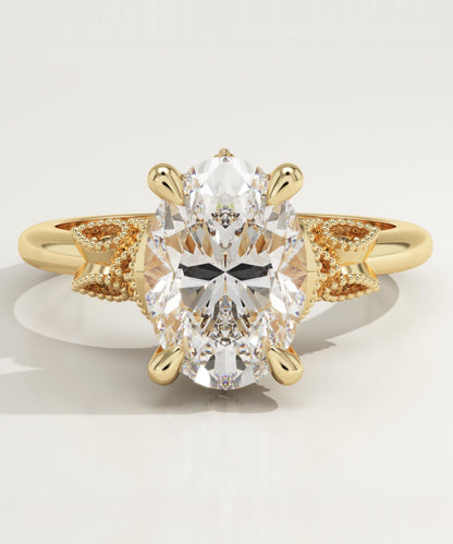 Oval Cut Cluster Lab-Grown Diamond Engagement Ring