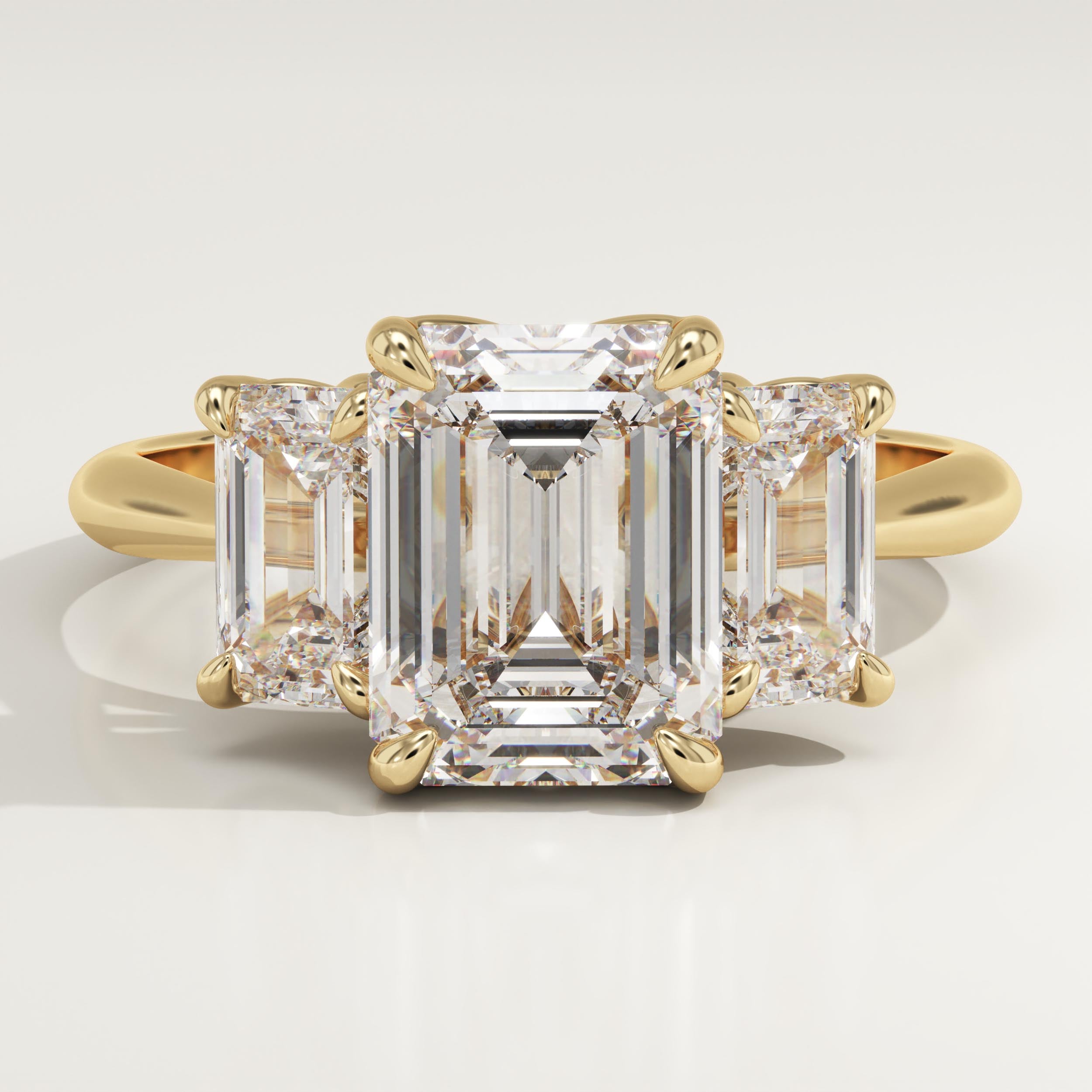 2.0 CT Emerald Cut Three Stone Lab-Grown Diamond Engagement Ring