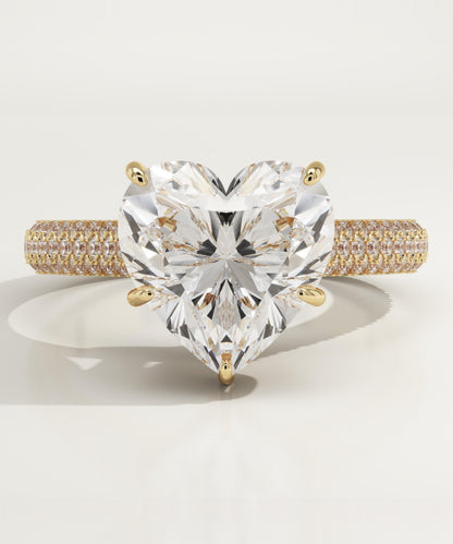 Heart Cut Hidden Halo & Triple Pave Lab-Grown Diamond Engagement Ring