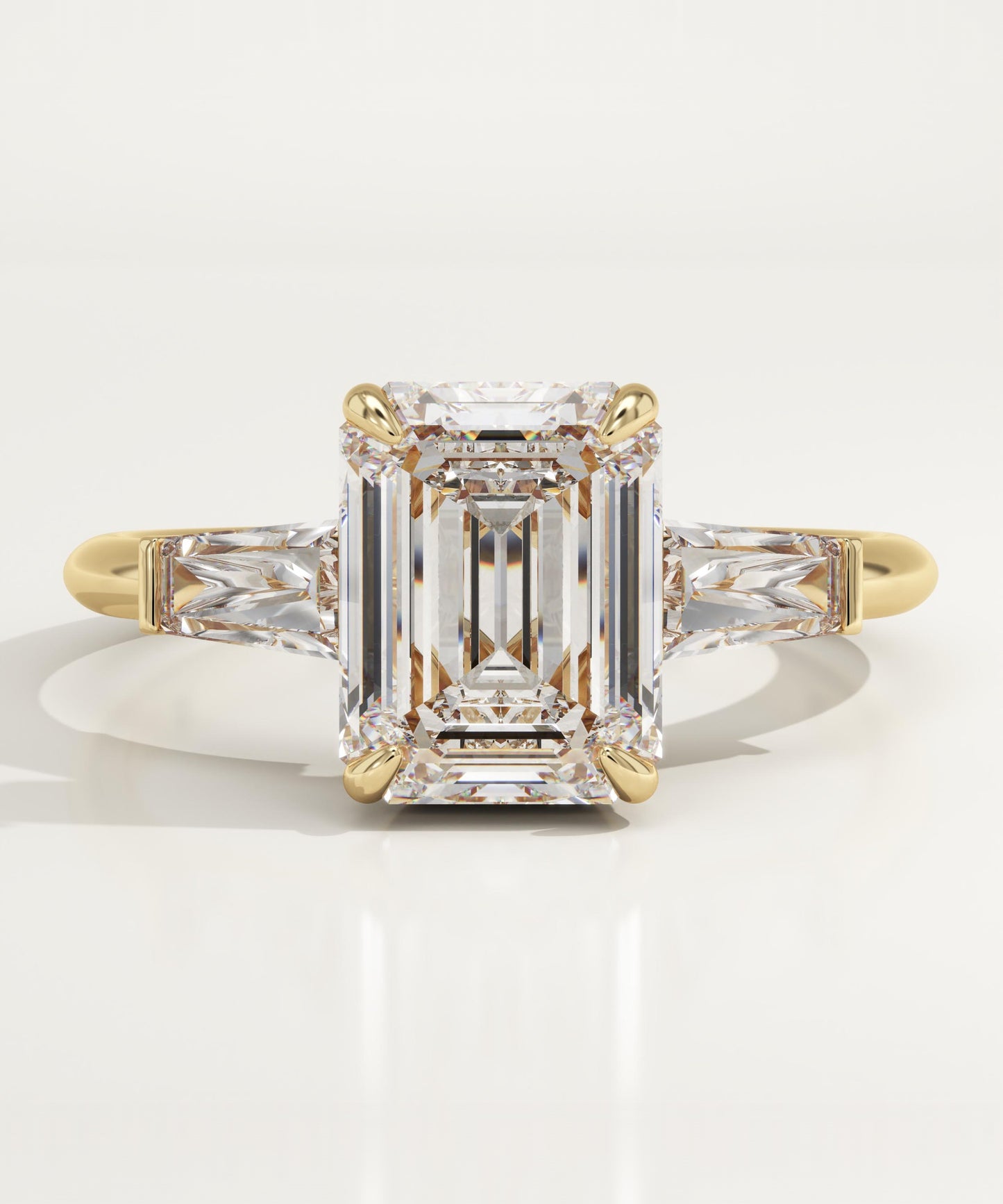 2 CT Emerald Cut Three Stone Moissanite Engagement Ring