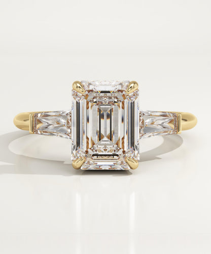 2 CT Emerald Cut Three Stone Moissanite Engagement Ring