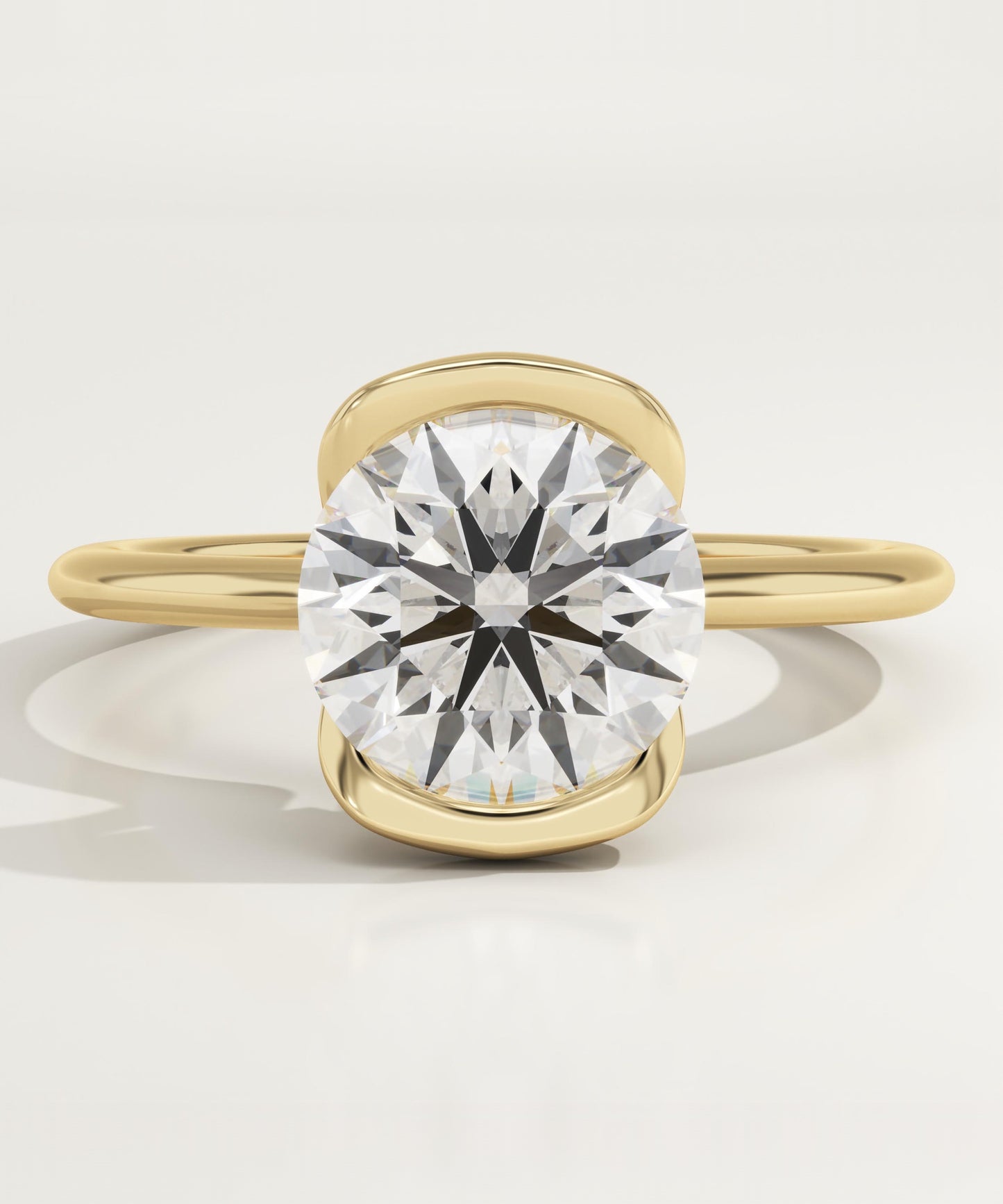 Round Cut Half Bezel Lab-Grown Diamond Engagement Ring