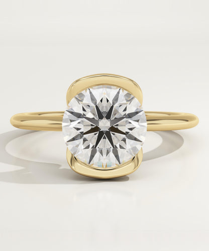 Round Cut Half Bezel Lab-Grown Diamond Engagement Ring