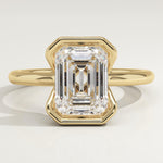 2.0 CT Emerald Cut Half Bezel Lab-Grown Diamond Engagement Ring