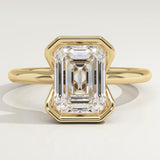 2.0 CT Emerald Cut Half Bezel Lab-Grown Diamond Engagement Ring
