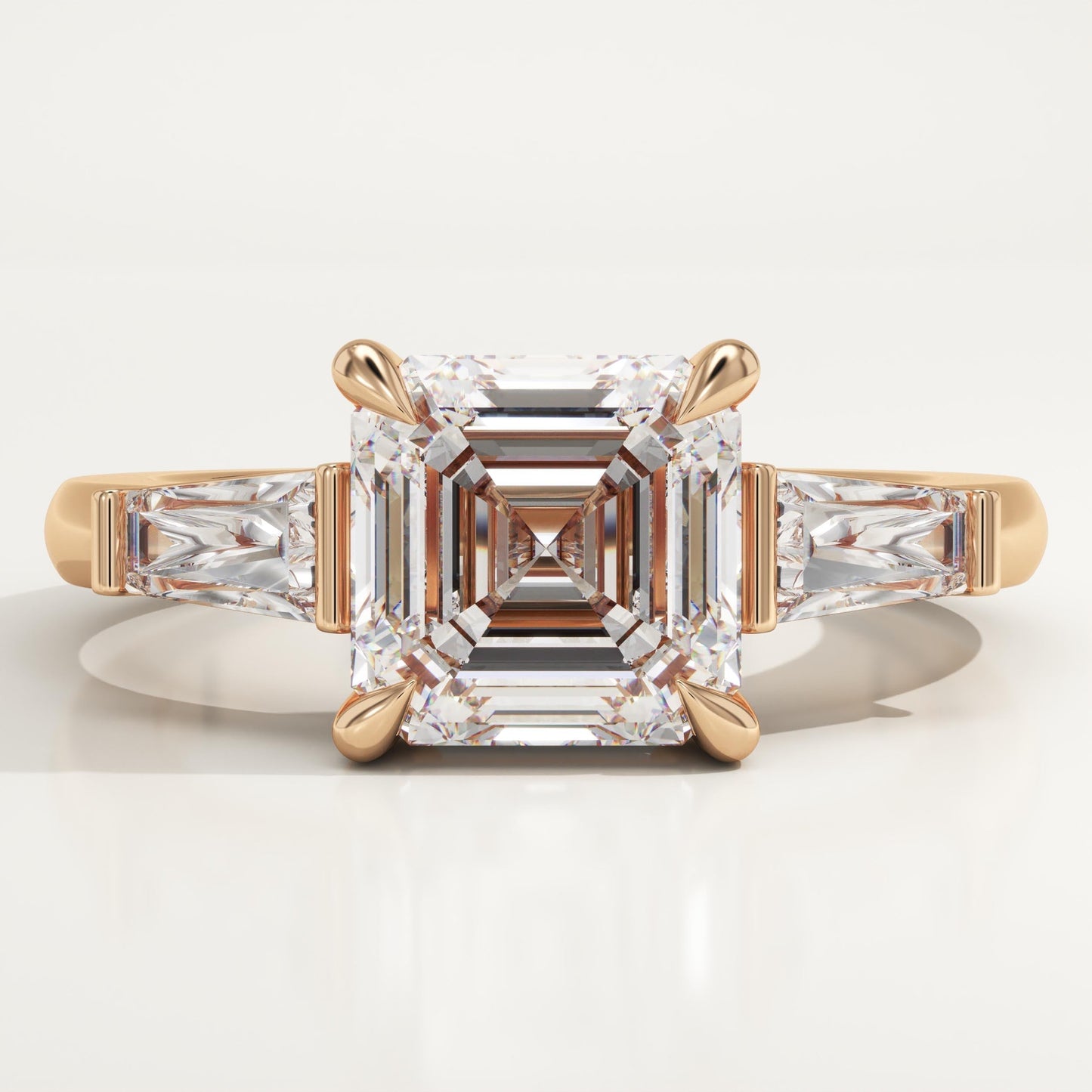 Asscher Cut Three Stone Lab-Grown Diamond Engagement Ring